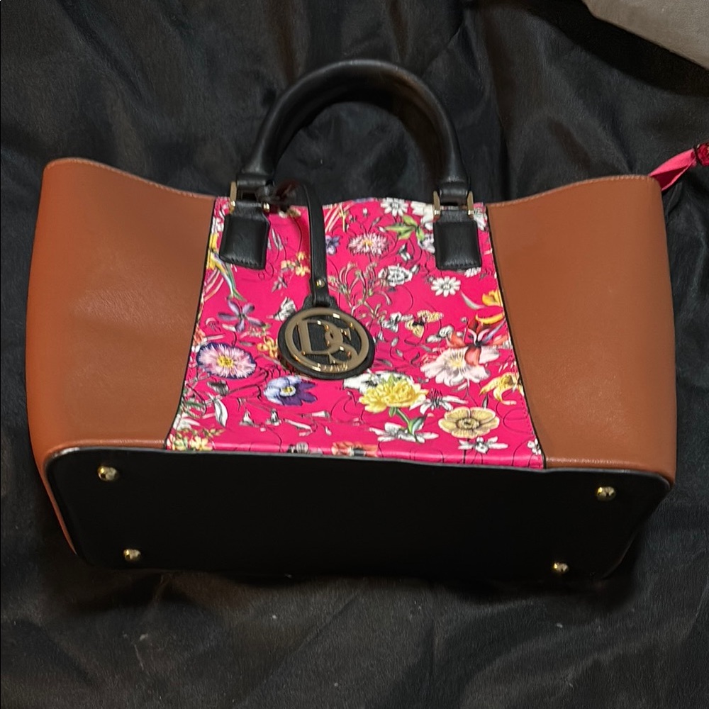 Floral Pink and Brown Handbag
